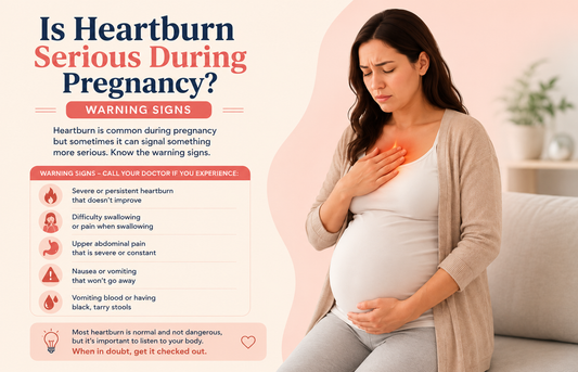 Infographic with warning signs during pregnancy that are different than heartburn