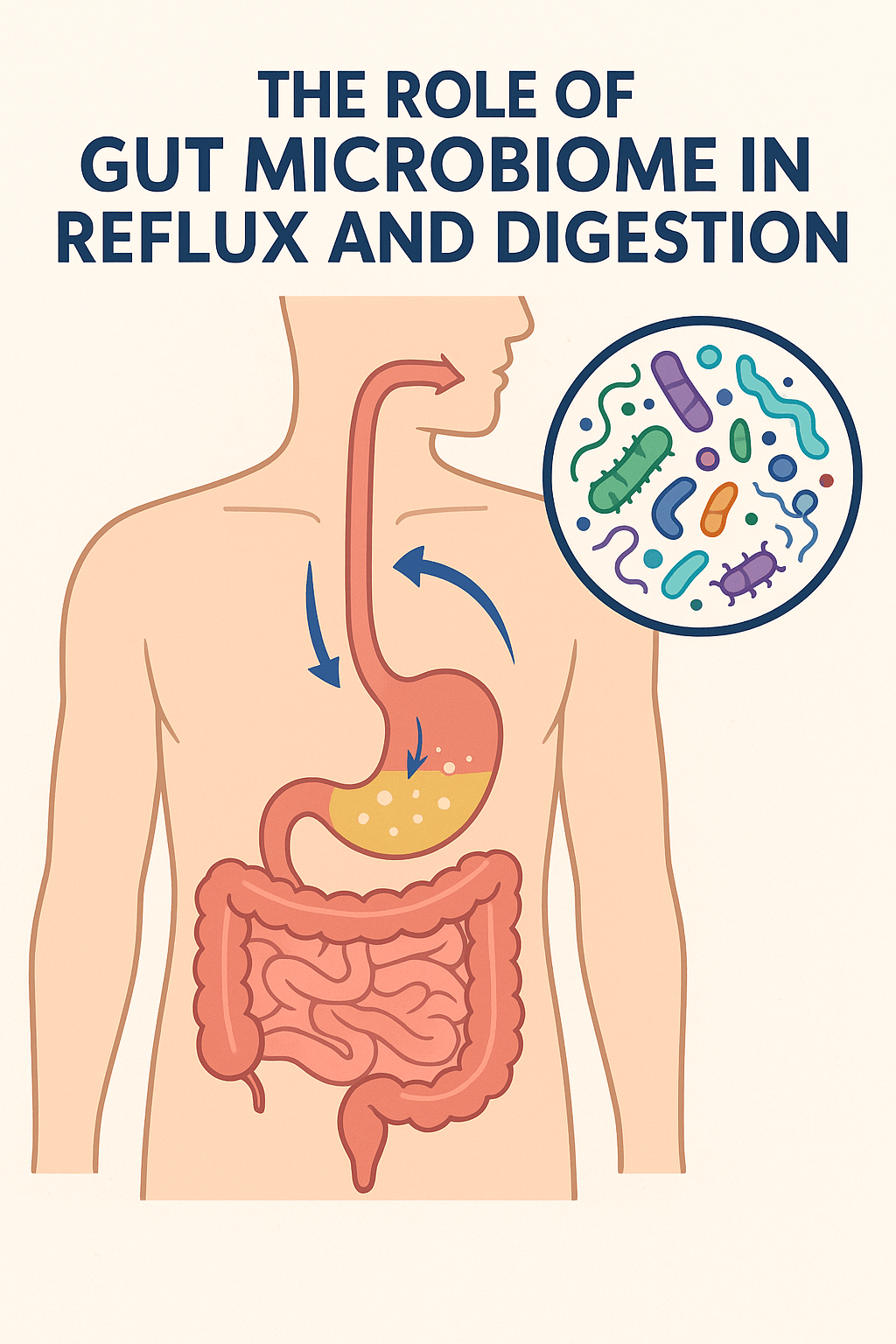 Diagram of body from esophagus to the gut